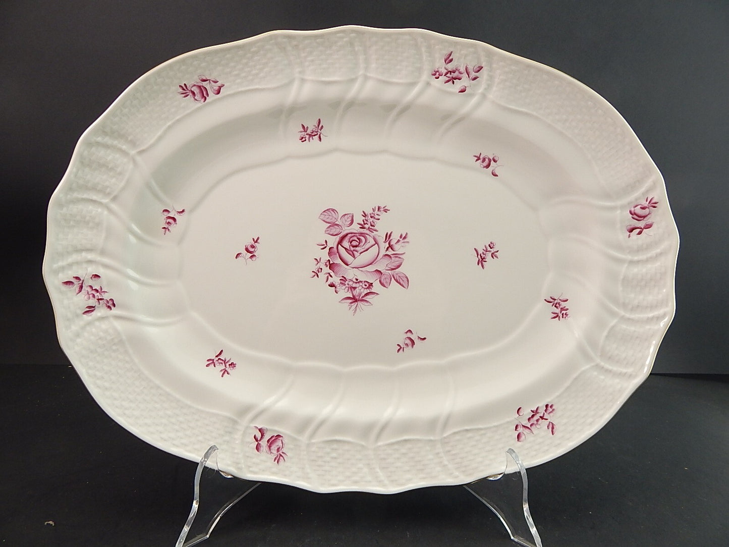 VASSOIO HEREND ANTICA ROSA DI VIENNA HUNGARY HANDPAINTED DIPINTO A MANO