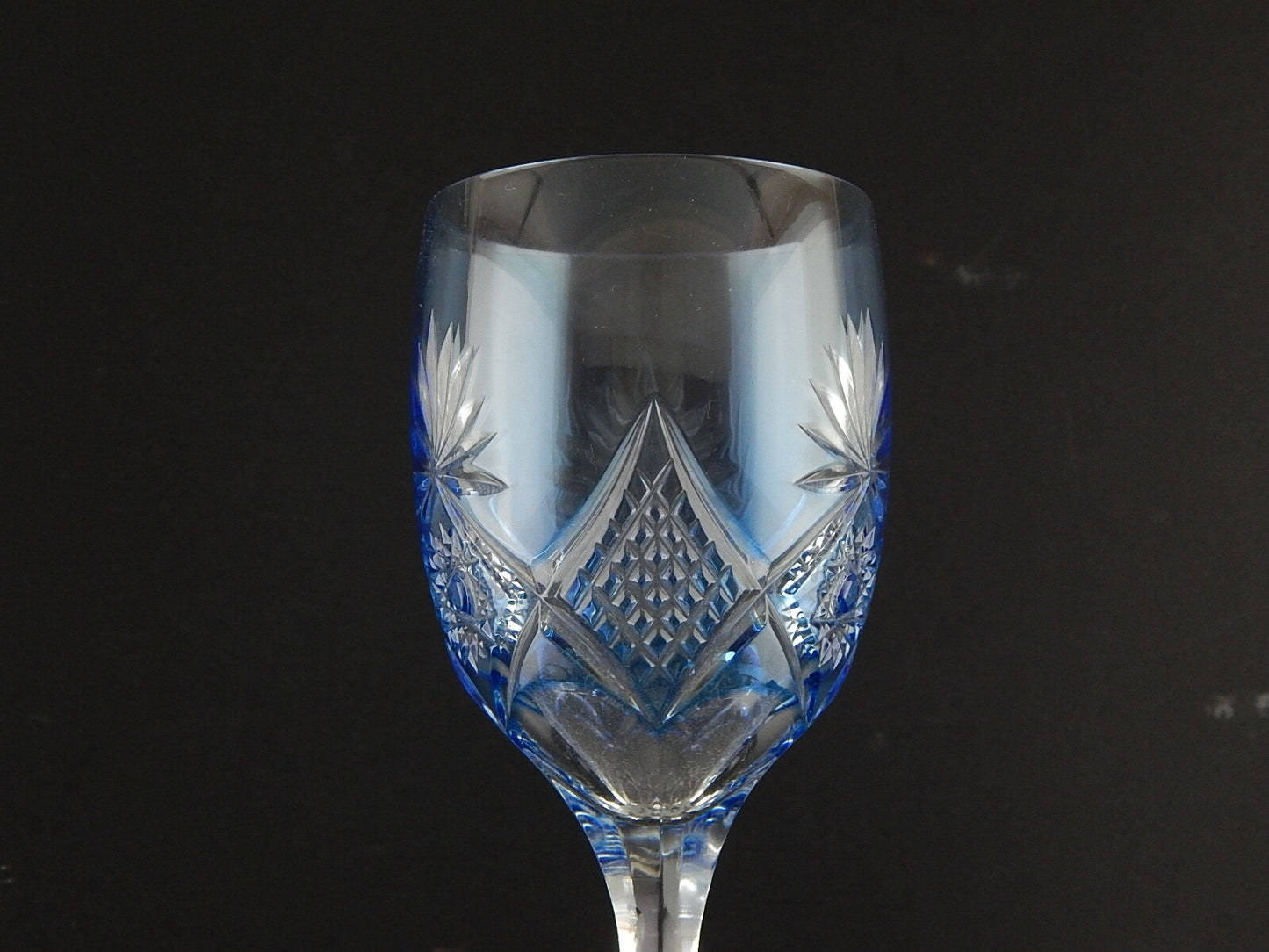 VINTAGE BICCHIERE CALICE CRISTALLO GERMANIA MOLATO NACHTMANN ACQUAMARINA