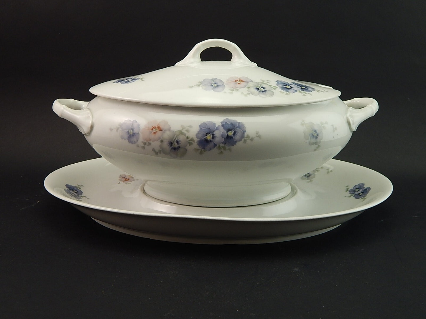 ANTICA 1920 ZUPPIERA CENTROTAVOLA PORCELLANA THOMAS ROSENTHAL VIOLE DEL PENSIERO