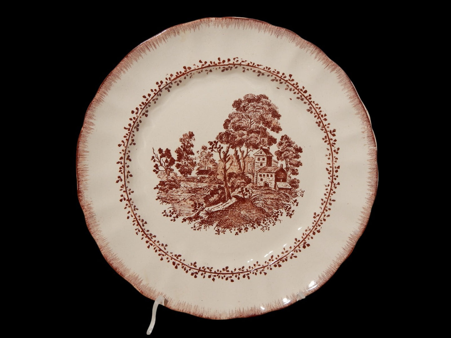 ANTICO PIATTO SOCIETA' CERAMICA RICHARD MILANO PAESAGGIO STAMPA A MANO cm 24,5