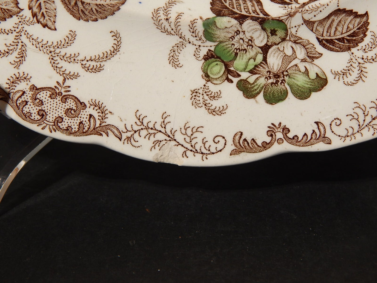 ANTICO 1850 PIATTO PIANO SEMI PORCELLANA INGLESE RIDGWAY &C. APPLE BLOSSOM #887