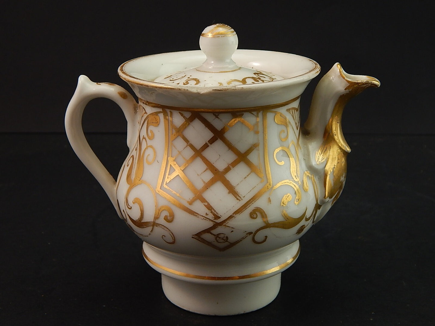 RARA ANTICA VEILLEUSE TEIERA E SCALDINO IMPERO NAPOLEONE III PORCELLANA PARIGI