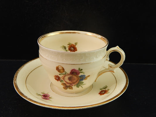 ANTICA TAZZA KPM COPENHAGEN PORCELLANA BOUQUET DI FIORI E ORO DEL 1924 #1203