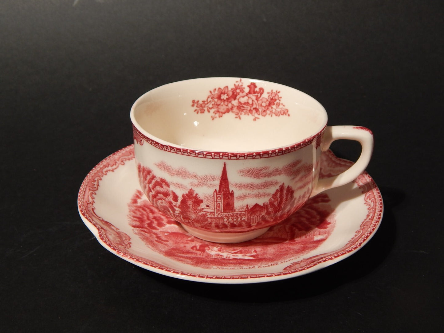VINTAGE JOHNSON BROS OLD BRITAIN CASTLE TAZZA DA TE' SEMI PORCELLANA ROSSO