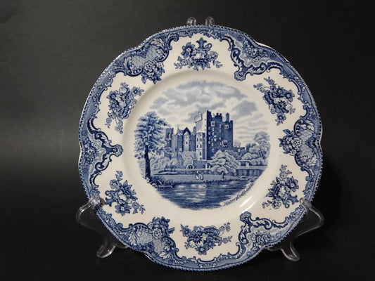 VINTAGE JOHNSON BROS OLD BRITAIN CASTLE BLU PIATTO PIANO SEMI-PORCELLANA