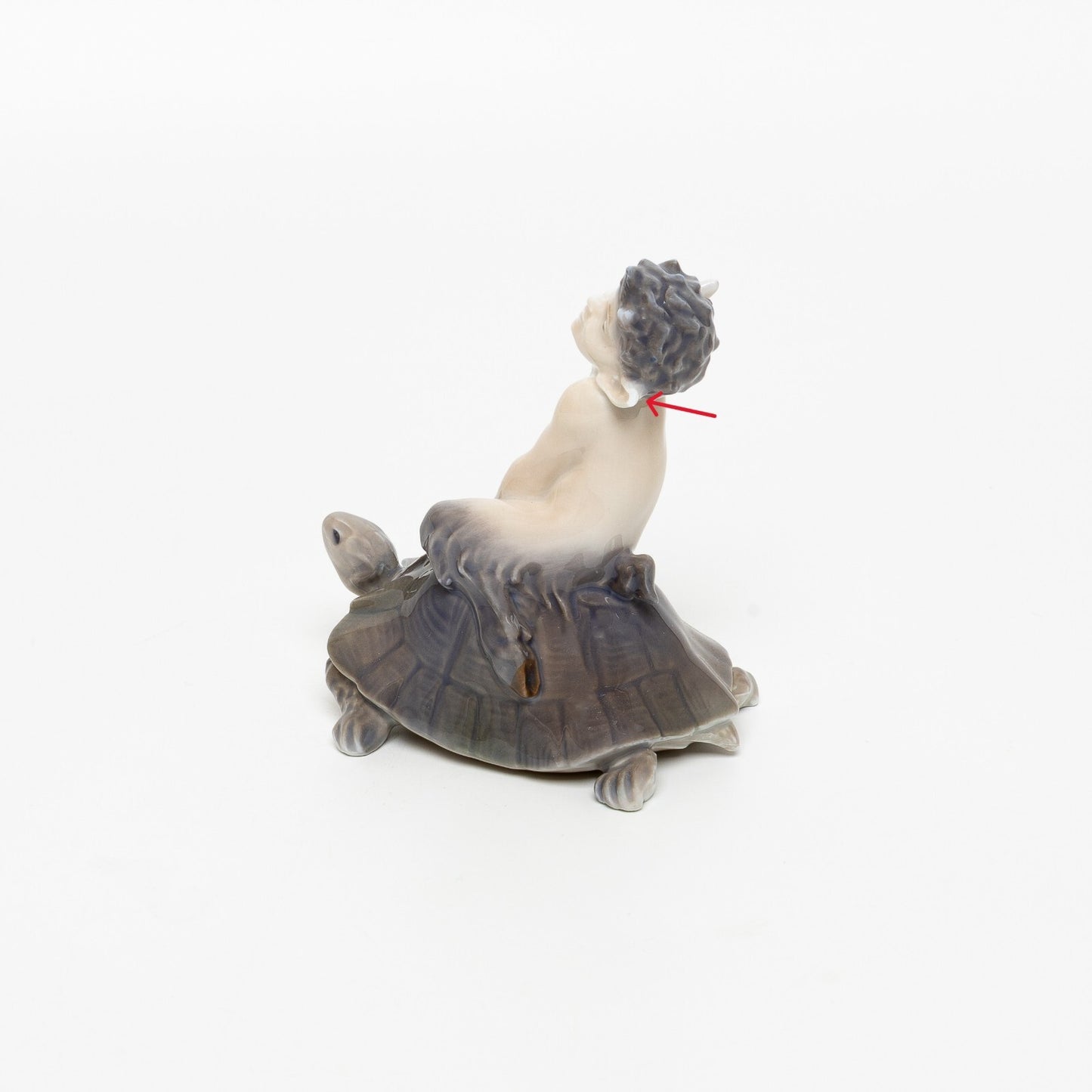 STATUINA PORCELLANA ROYAL COPENHAGEN "Fauno su Tartaruga" 858 CM 9x9x6 DIFETTO