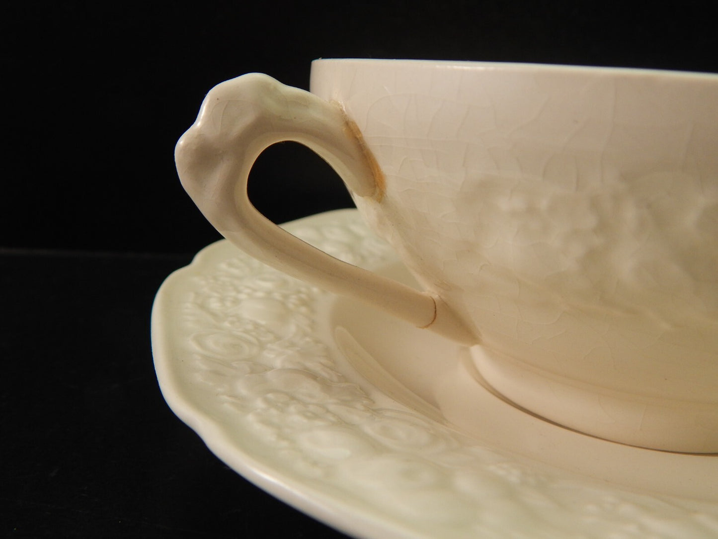 VINTAGE TAZZA DA BRODO CONSOMME' CERAMICA BIANCA CROWN DUCAL RICHARDSON DIFETTO