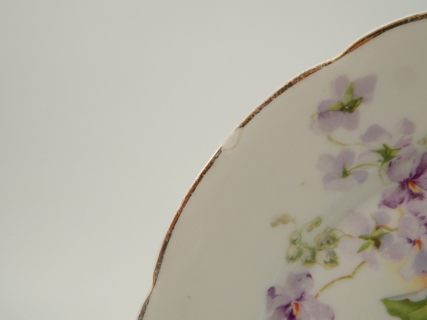 ANTICO LOTTO 6 PIATTI LIBERTY PORCELLANA BAVARIA VIOLETTE FINE 800 CON DIFETTI