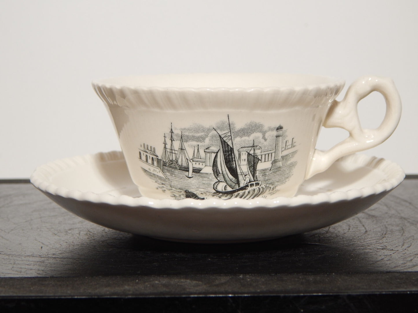 ANTICO SERVIZIO CAFFE' INGLESE SEMI PORCELLANA COPELAND SPODE PAESAGGIO MARINO
