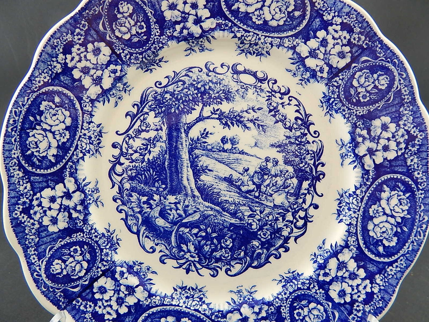 ANTICO RARO PIATTO CERAMICA BIANCA BLU BOCH FRERES LA LOUVRIERE MARIE ANTOINETTE