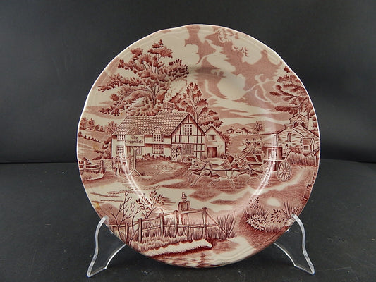 ANTICO PIATTO CERAMICA MAIOLICA LUNEVILLE ENGLISH STYLE BIANCO E ROSSO A289