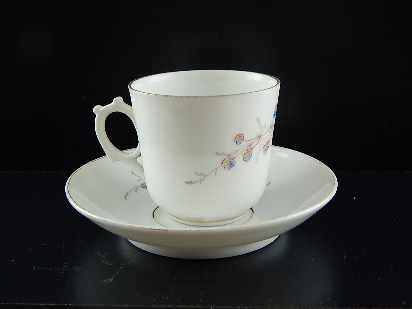 ANTICA PREZIOSA RARA TAZZA PIATTINO PORCELLANA METÀ 800 DIPINTA A MANO