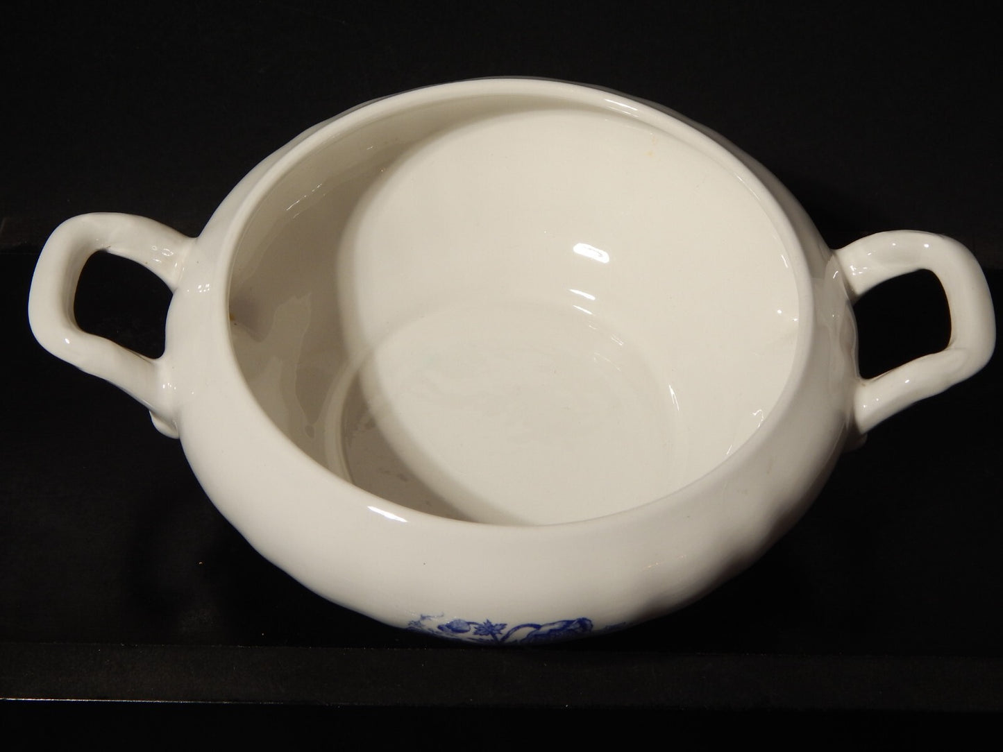 VINTAGE ZUPPIERA LEGUMIERA CERAMICA S.C.I. LAVENO DIAMONDSTONE BIANCO BLU