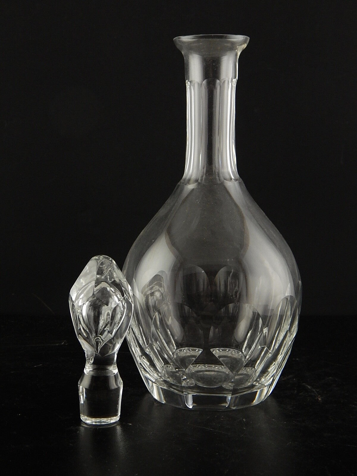 ANTICA RARA BOTTIGLIA DECANTER TAVOLA ART DECO CRISTALLO PESANTE E MOLATO