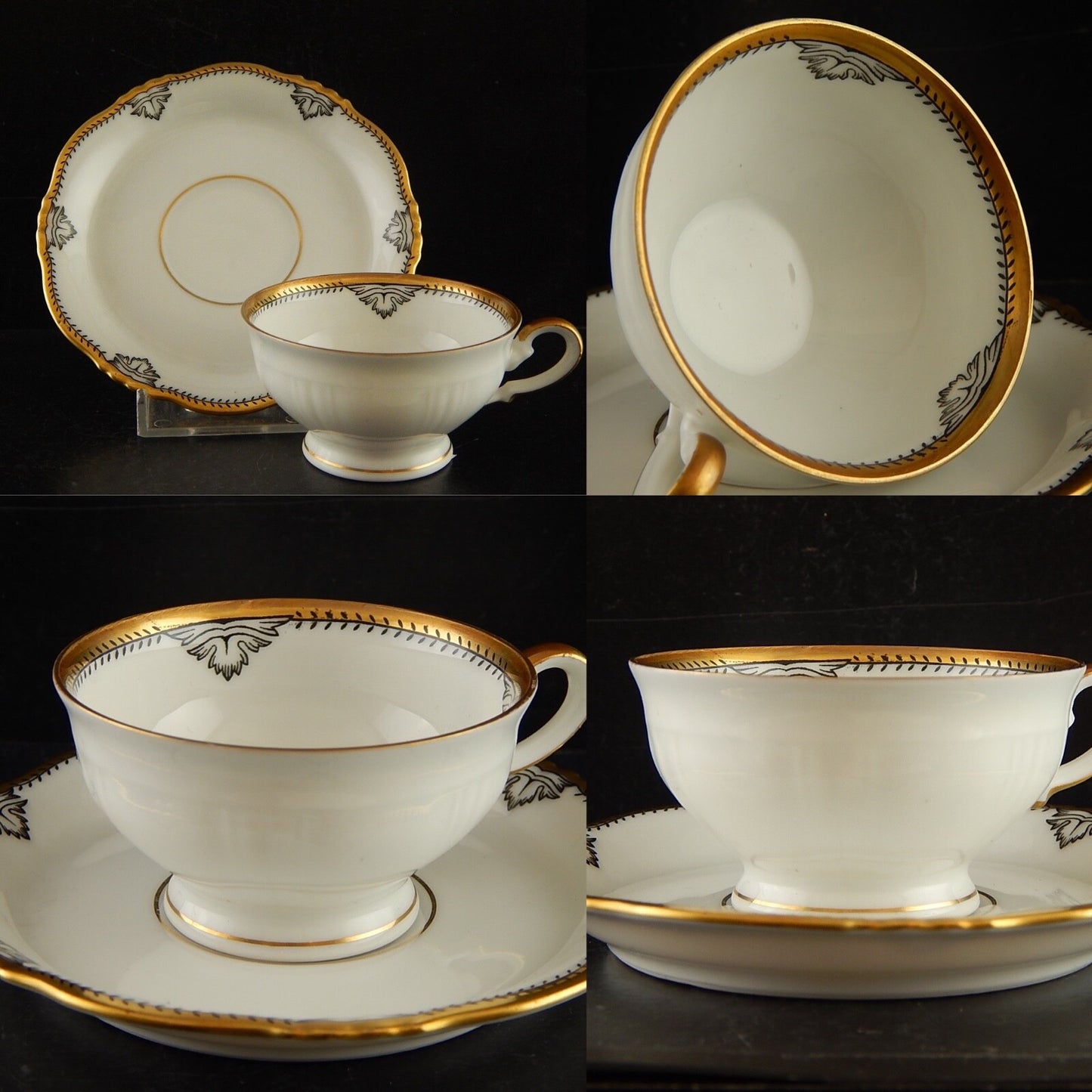 ANTICA ART DECO TAZZINA CAFFÈ PORCELLANA BIANCA E ORO BAVARIA SELTMANN WEIDEN