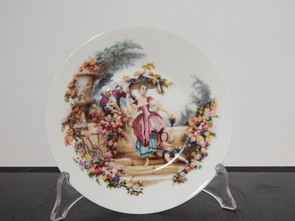 ANTICA PRIMA META' 900 LIMOGES TAZZA TE' PORCELLANA BIANCA CON SCENA GALANTE #