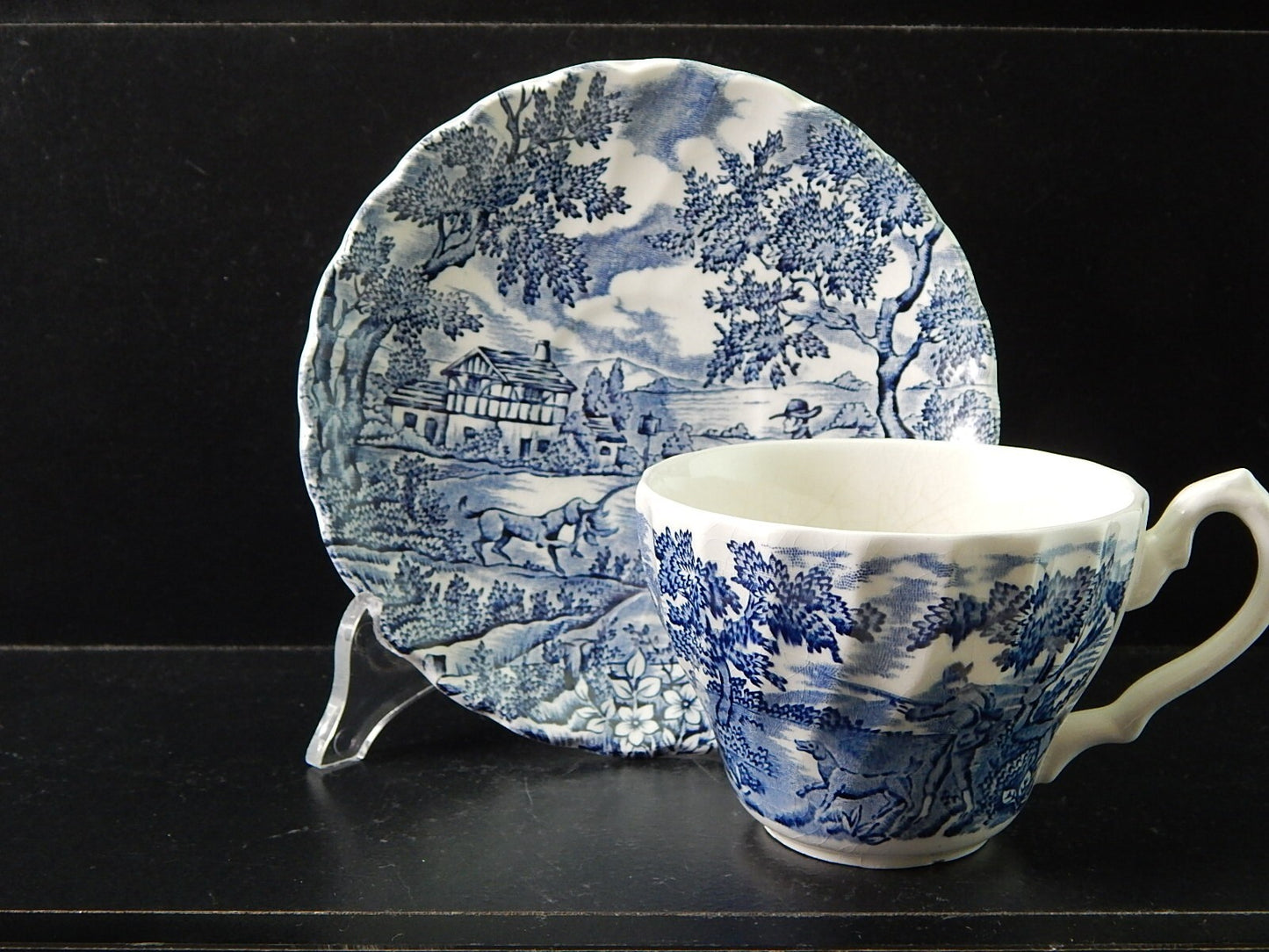 VINTAGE CERAMICA TAZZA TE' THE HUNTER MYOTT POTTERY ENGLAND IL CACCIATORE #2118