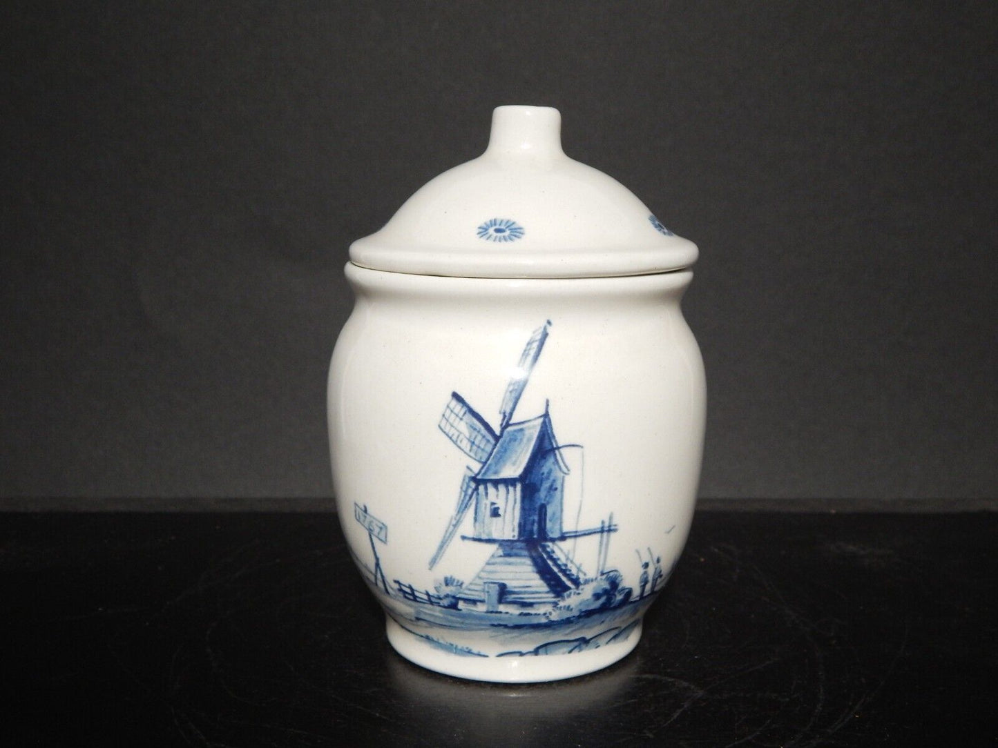 VINTAGE VASO BARATTOLO CERAMICA DELFTS WESTRAVEN 1661 MULINO A VENTO FATTO MANO