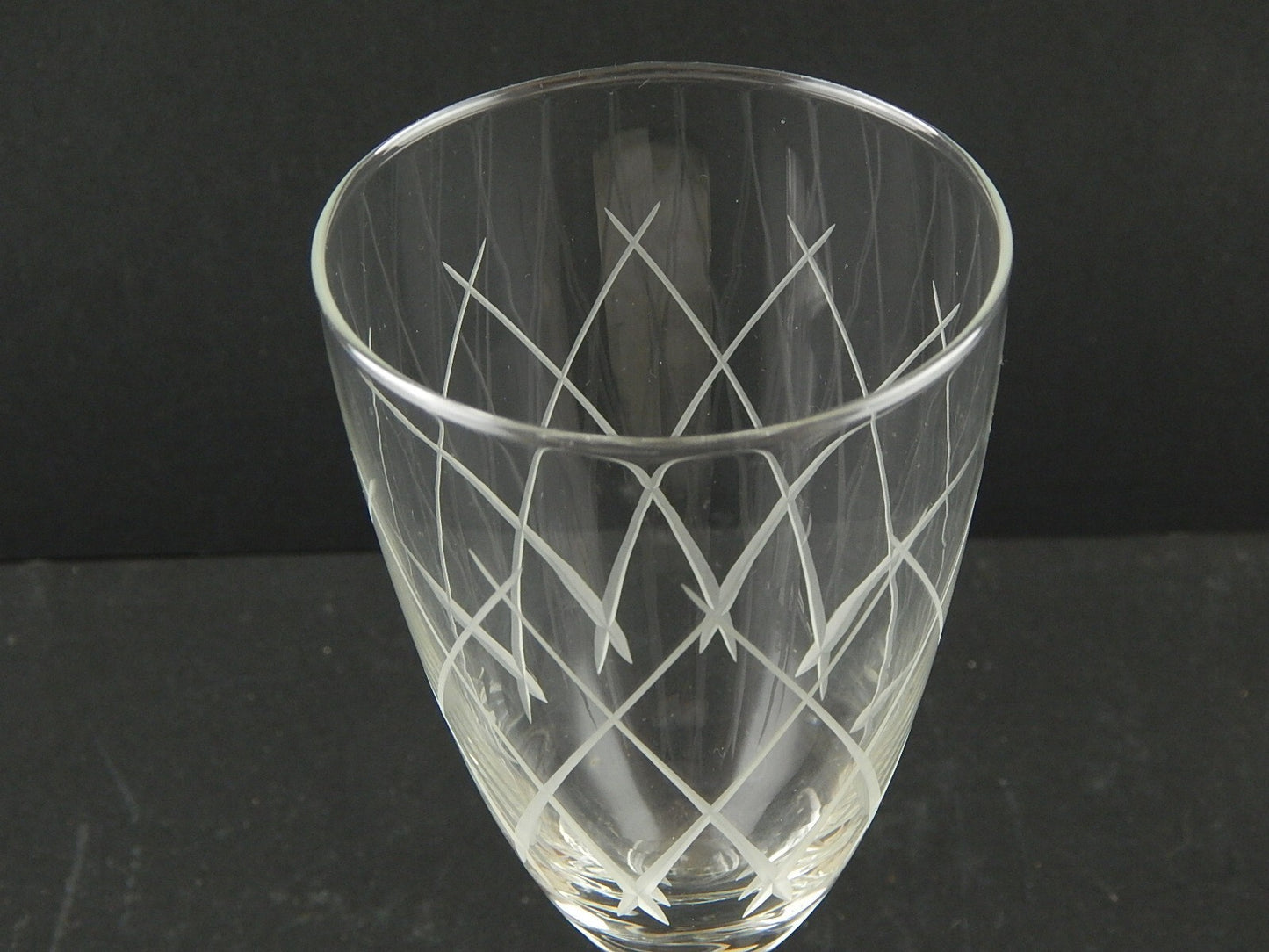 ANTICO ART DECO SERVIZIO 8 BICCHIERI CALICI CRISTALLO BOEMIA INCISI CM 17,5