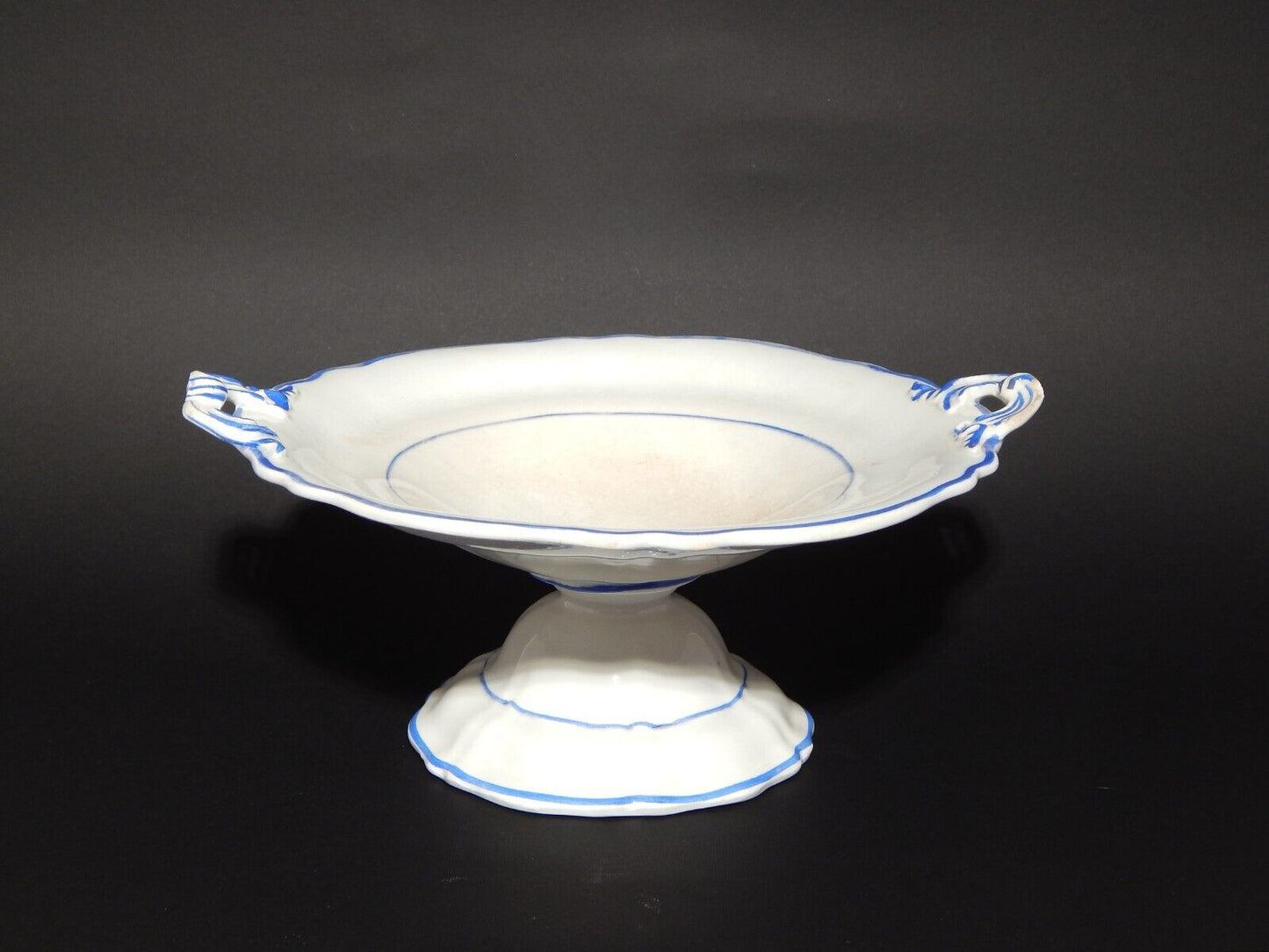 ANTICA ALZATA FRUTTIERA CENTROTAVOLA CERAMICA BIANCA-BLU RICHARD MILANO FINE 800