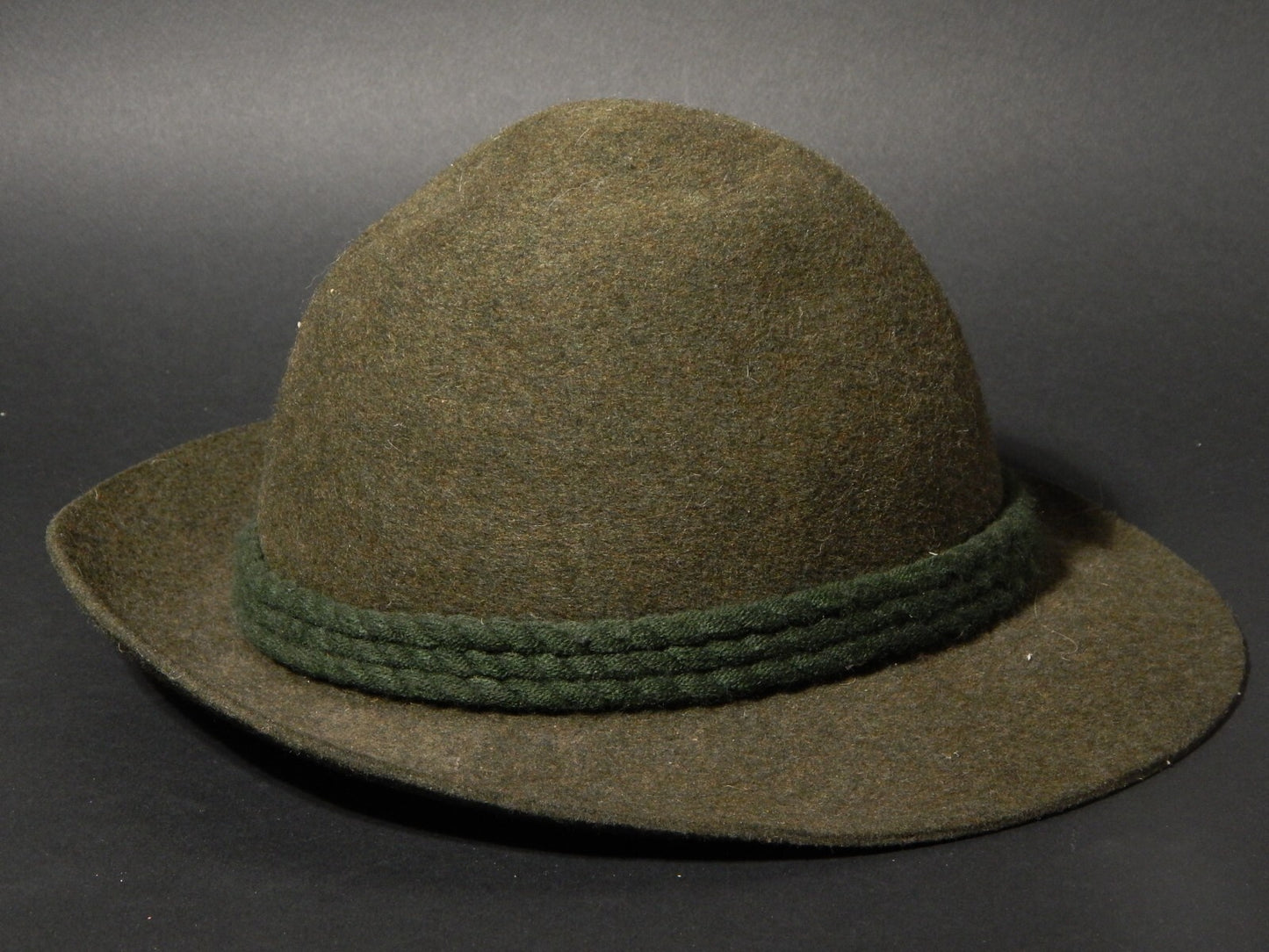 VINTAGE CAPPELLO DONNA UOMO CM 57 LANA FELTRO VERDE LODEN TIROLESE