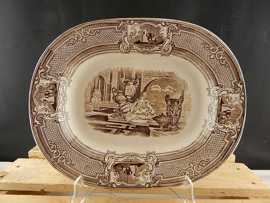 ANTICO PREZIOSO VASSOIO CERAMICA PRIMAVESI & SONS SWANSEA DECORO NEOCLASSICO