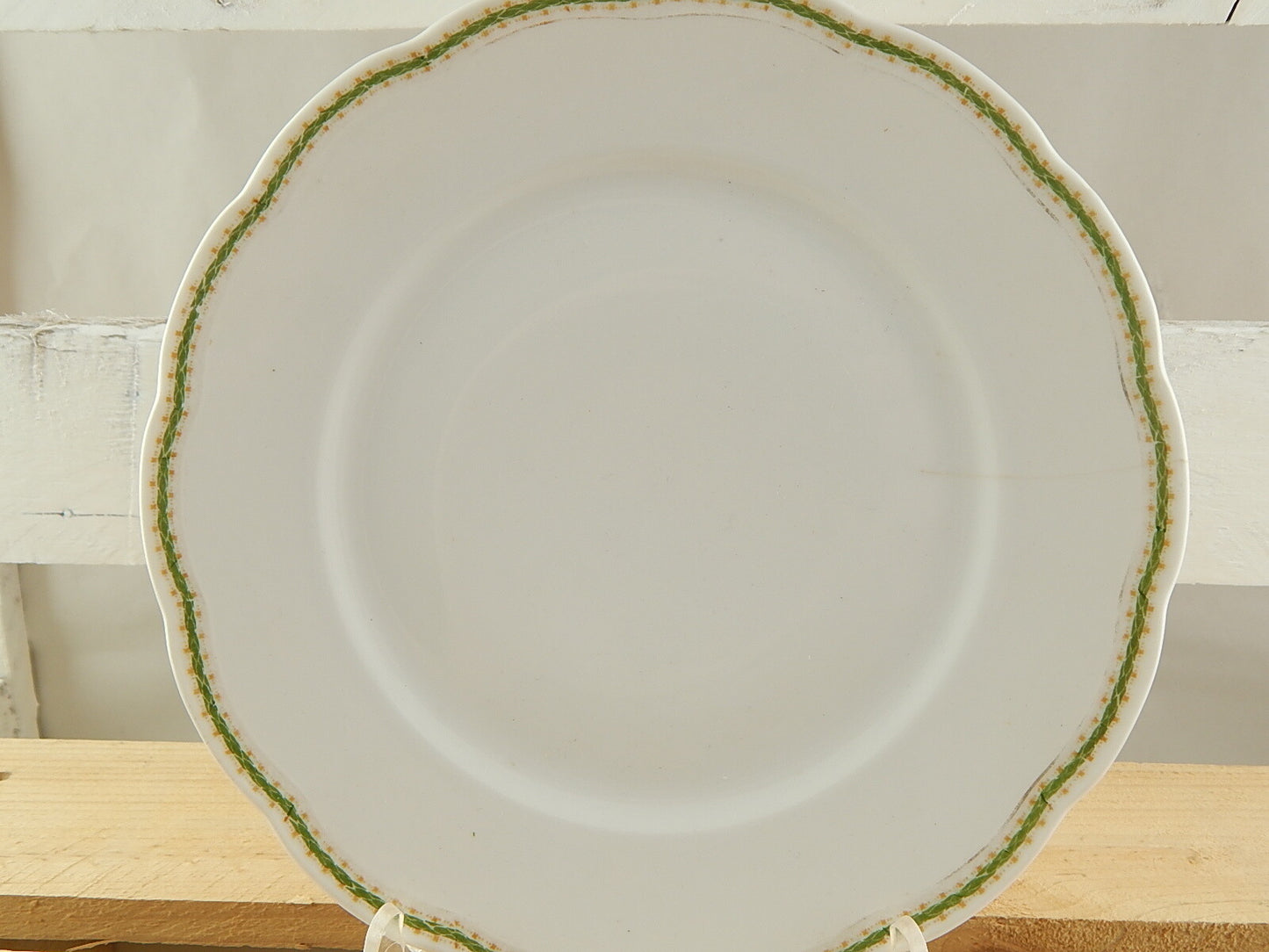 ANTICO RARO PIATTO PORCELLANA GINORI FINE 800 PROFILO VERDE #1736