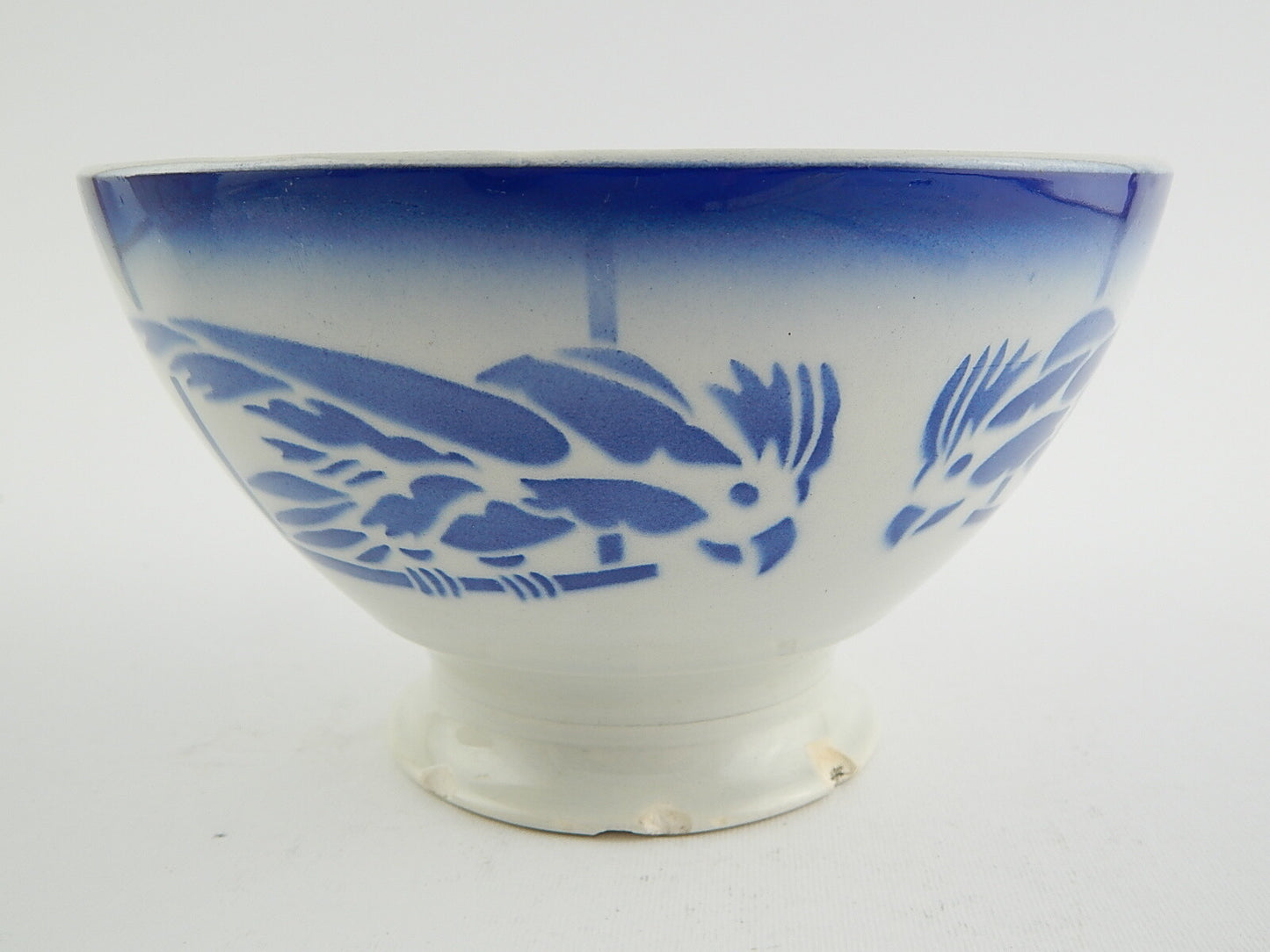 ANTICA RARA SCODELLA TAZZA CERAMICA FRANCESE F B AEROGRAFO PAPPAGALLO