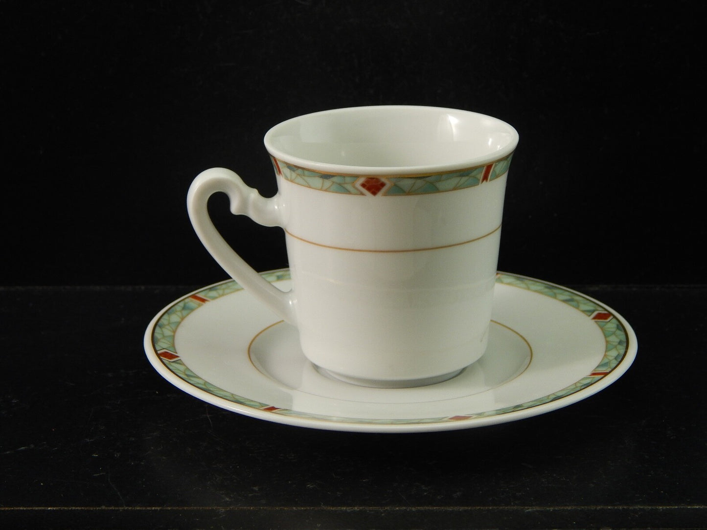 VINTAGE SERVIZIO 6 TAZZINE CAFFÈ PORCELLANA H W DESIGN BAVARIA STILE ART DECO