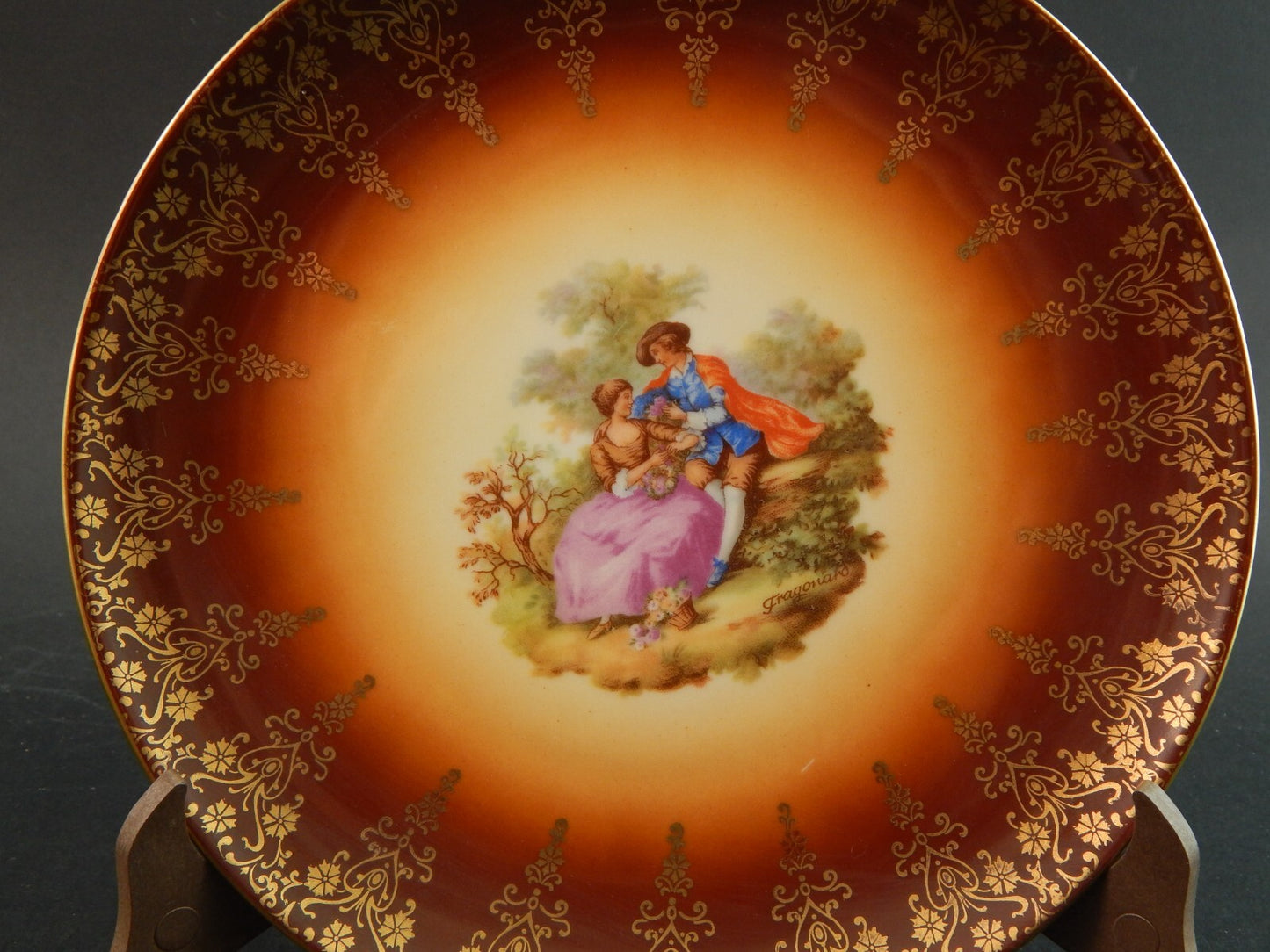 ANTICO SERVIZIO DESSERT PORCELLANA HUTSCHENREUTHER BAVARIA SCENE GALANTI