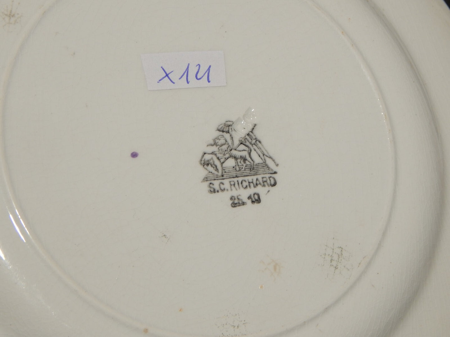 ANTICO PIATTO CERAMICA RICHARD MILANO DECORO SCENA BUCOLICA PRIMO 900