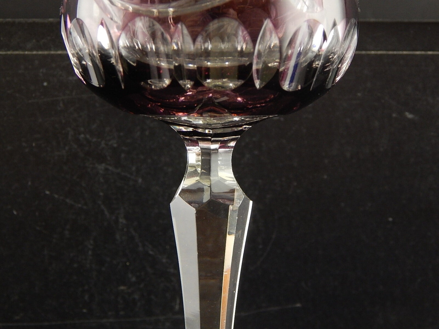 PREZIOSO VINTAGE BICCHIERE CALICE CRISTALLO BOEMIA MOLATO VIOLA