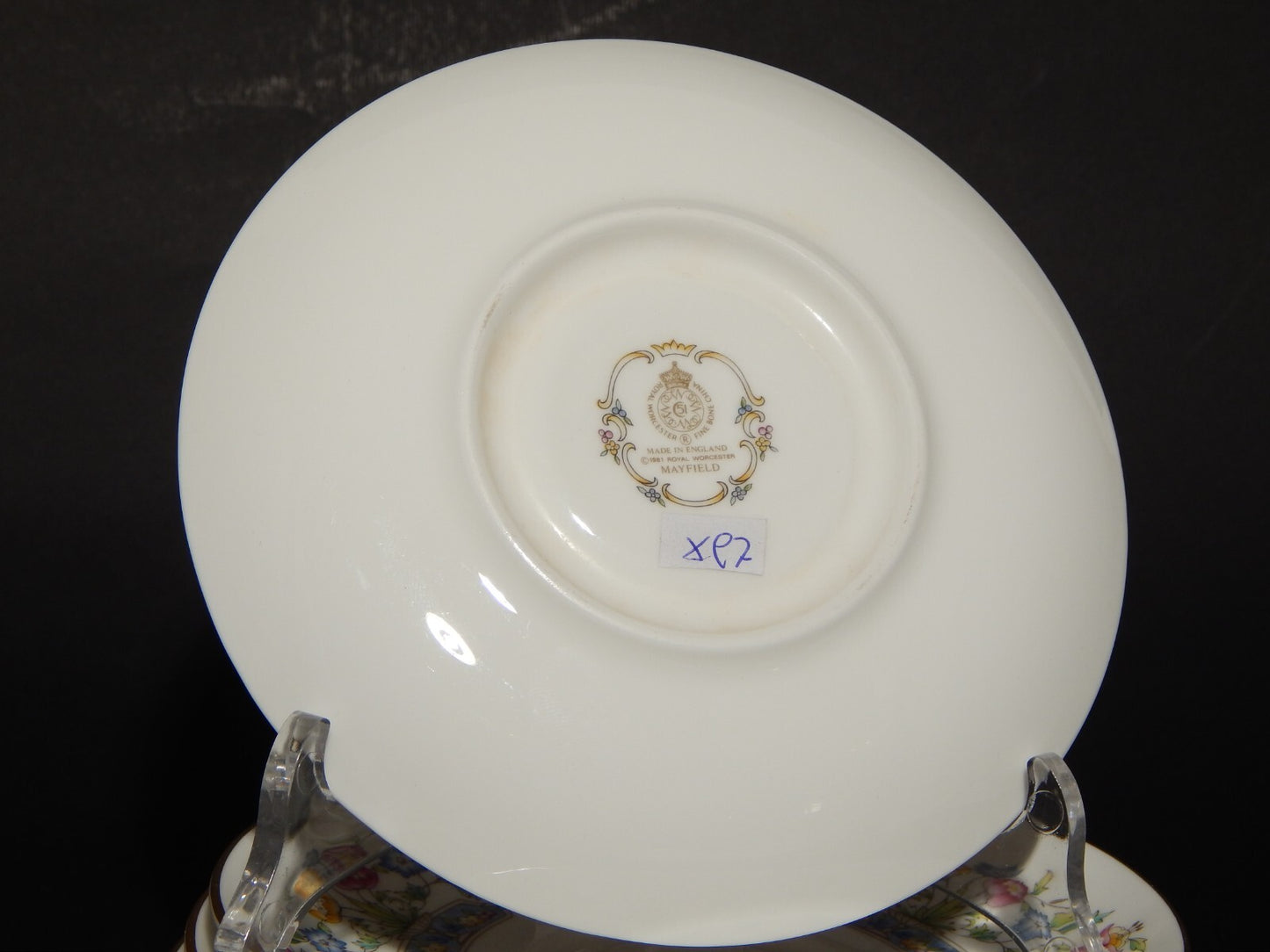 VINTAGE 6 PIATTINI SOTTO TAZZA MAYFIELD PORCELLANA ROYAL WORCESTER DEL 1981