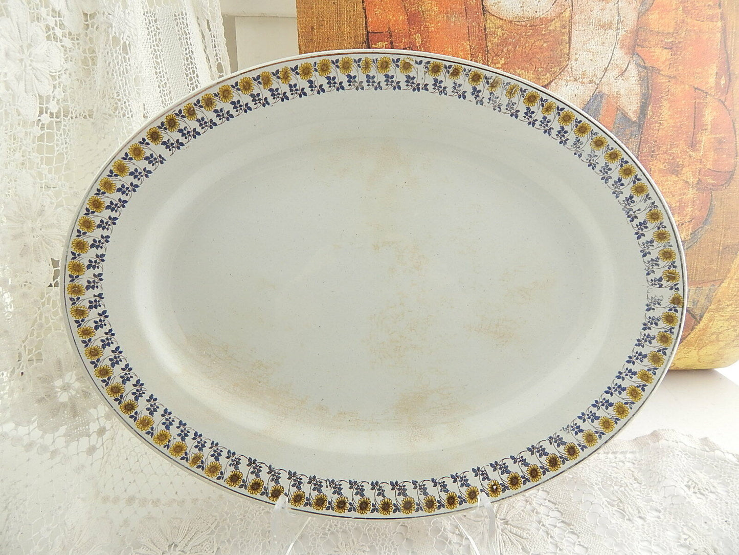 ANTICO ART NOUVEAU VASSOIO RAVIERA SOCIETÀ CERAMICA ITALIANA LAVENO GIRASOLI #