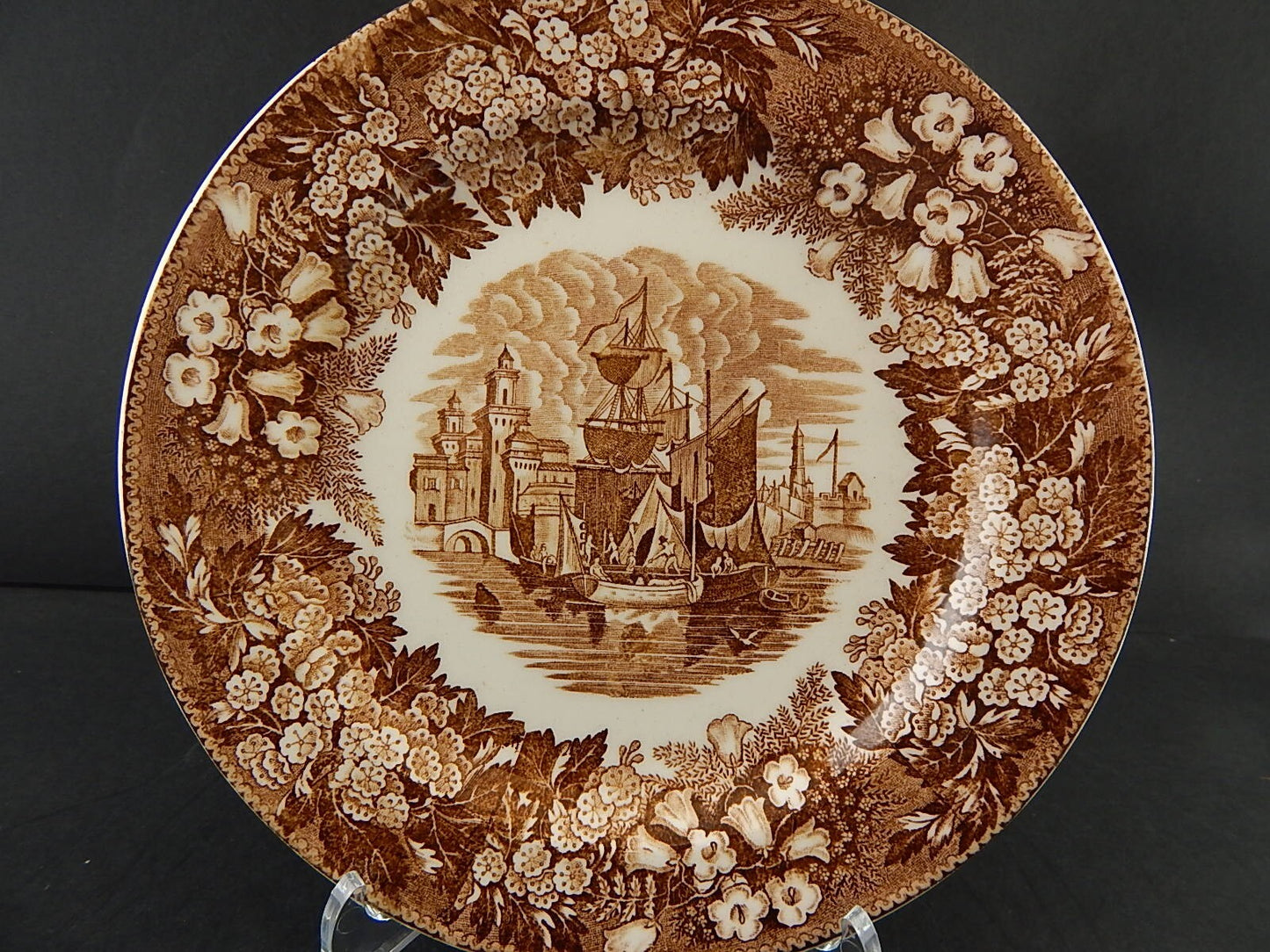 ANTICO PIATTO SEMI PORCELLANA RICHARD MILANO DECORO FERRARA META' 800 #9990