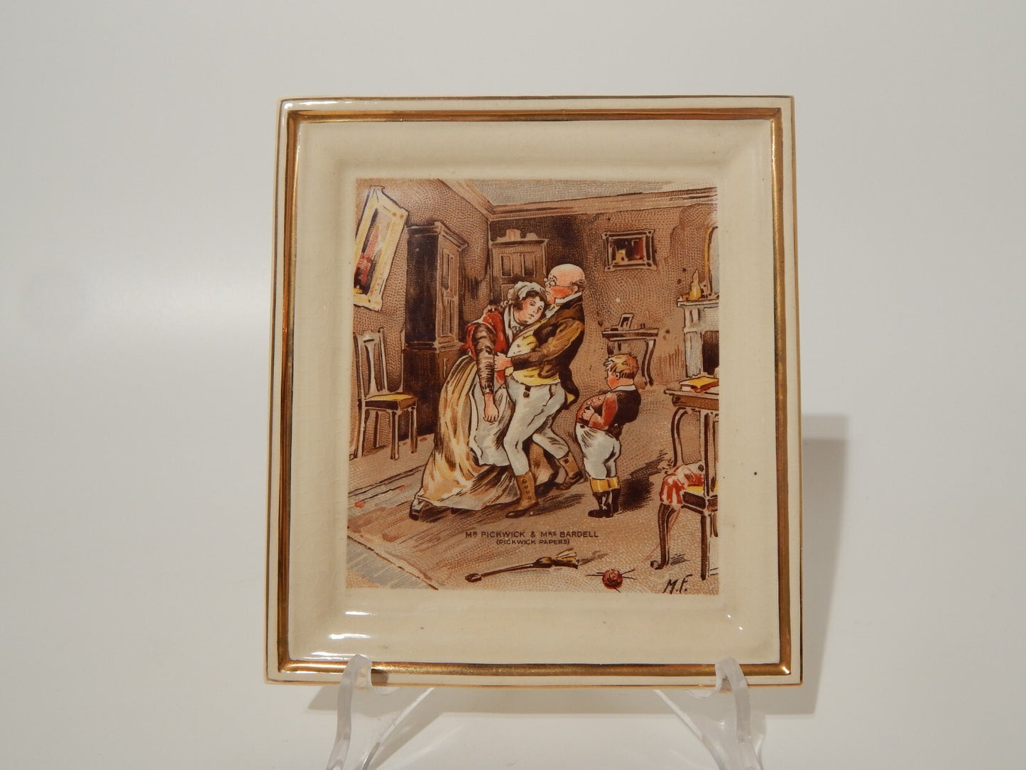 PLACCA O VASSOIO CERAMICA ANTICA HANLEY STAFFORDSHIRE PICKWICK PAPERS DICKENS