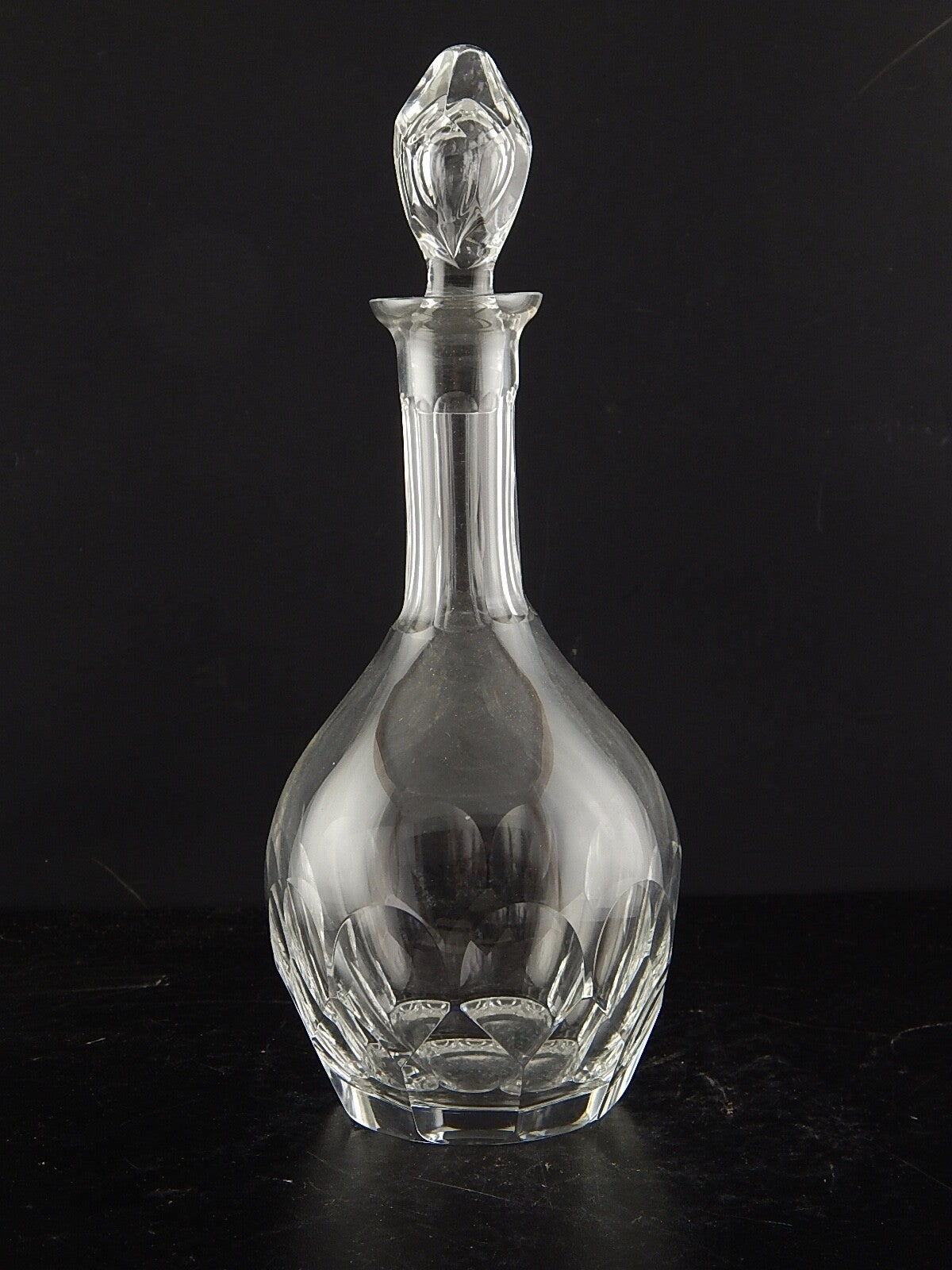 ANTICA RARA BOTTIGLIA DECANTER TAVOLA ART DECO CRISTALLO PESANTE E MOLATO