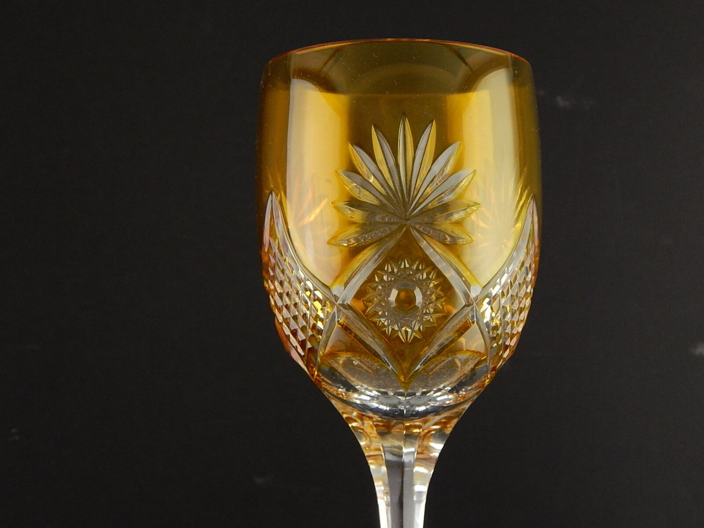 PREZIOSO VINTAGE BICCHIERE CALICE CRISTALLO GERMANIA MOLATO NACHTMANN AMBRA