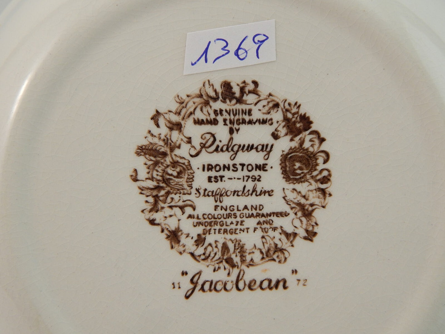 VINTAGE CIOTOLA TERRINA PORCELLANA RIDGWAY 1792 STAFFORDSHIRE JACOBEAN