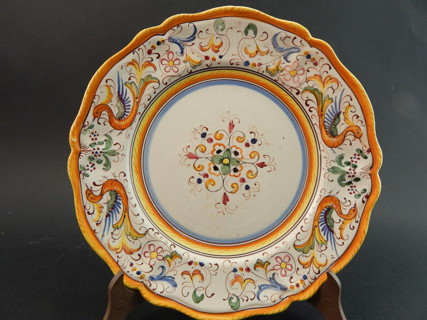 ANTICO PIATTO CERAMICA MAIOLICHE DERUTA PERUGIA PRIMO 900 DECORO RINASCIMENTALE