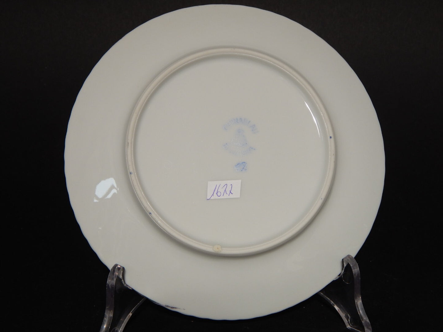 ANTICO PIATTO DESSERT O TORTA PORCELLANA BAVARIA DECORO BLAU CHINA