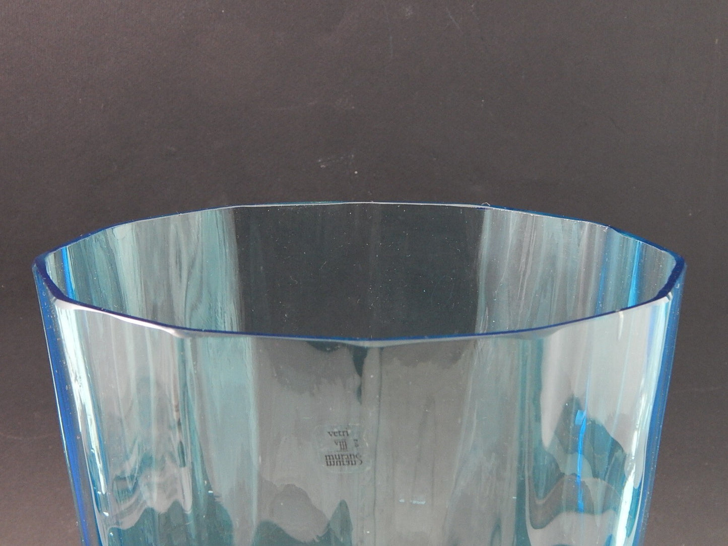 VINTAGE ORIGINALE VASO VETRO SOFFIATO ACQUA MARINA VETRI MURANO AURELIANO TOSO