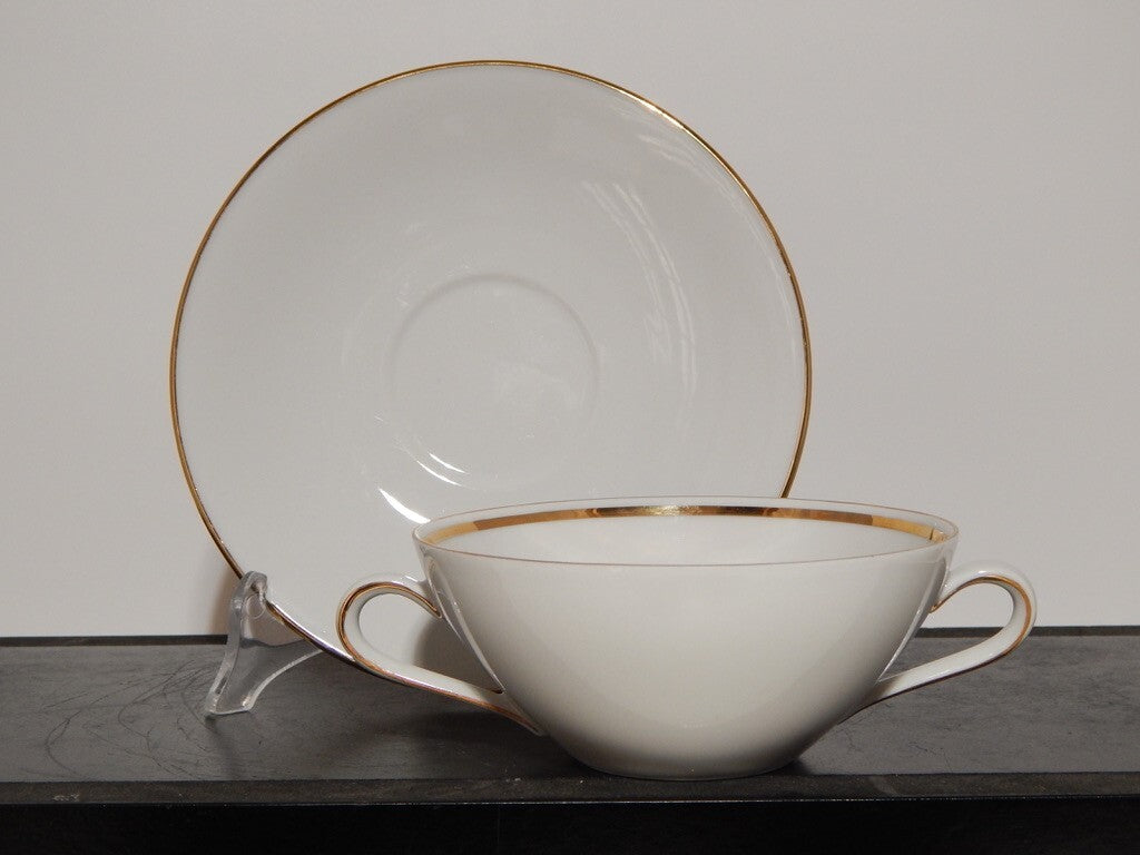 ANTICO SERVIZIO 6 TAZZE BRODO STILE IMPERO PORCELLANA E ORO BAVARIA SELTMANN W.