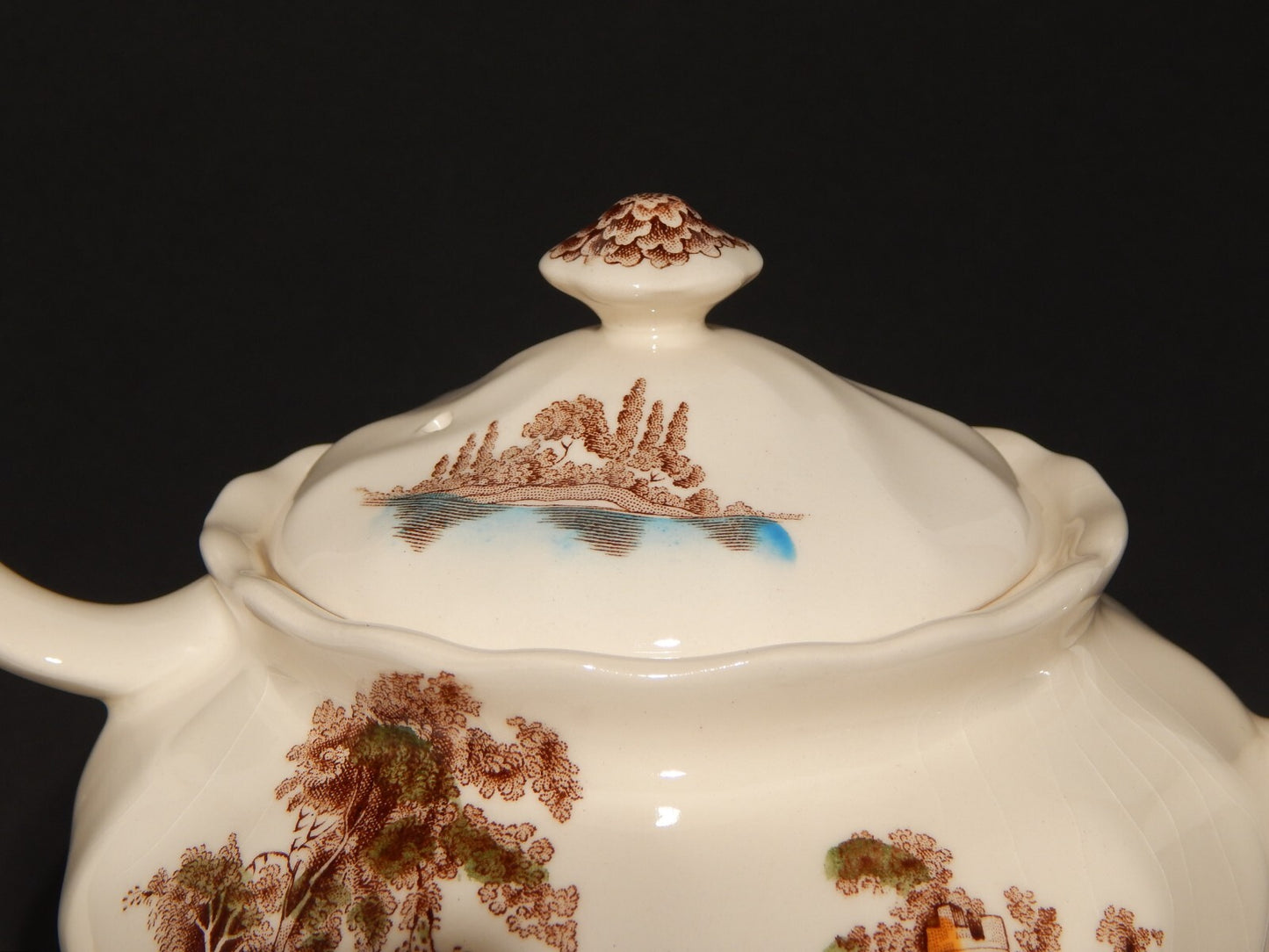 VINTAGE TEIERA SEMI PORCELLANA JOHNSON BROS THE OLD MILL STAMPATA A MANO