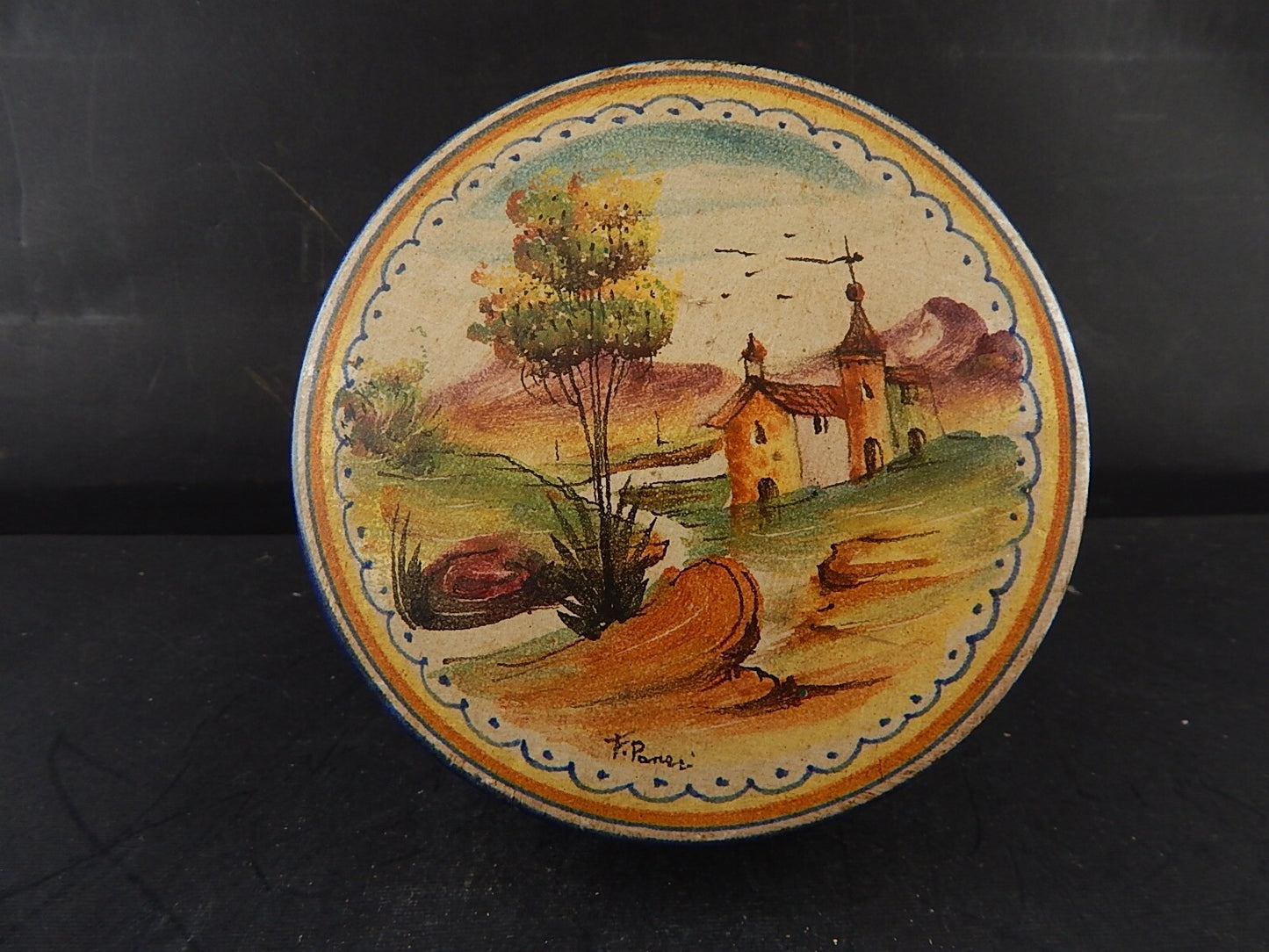 SCATOLA COFANETTO PORTA GIOIE CERAMICA MAIOLICHE ARTISTICHE DERUTA FIMA ASSISI