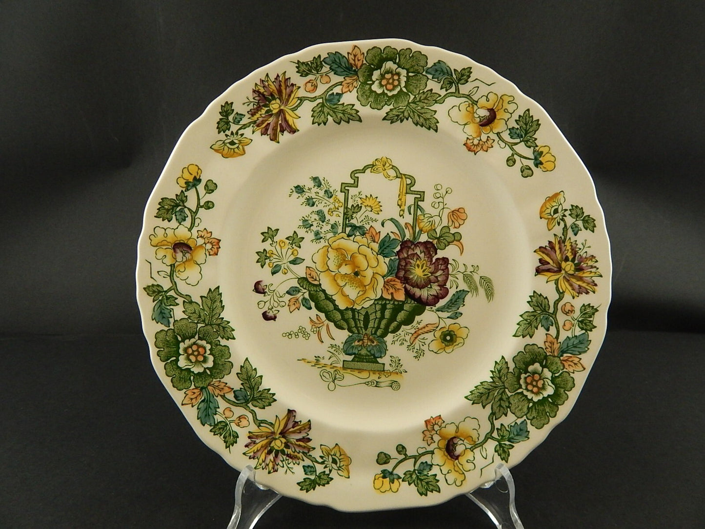 ANTICO RARO PIATTO CM 22,5 CERAMICA INGLESE MASON’S DECORO MANO STRATHMORE