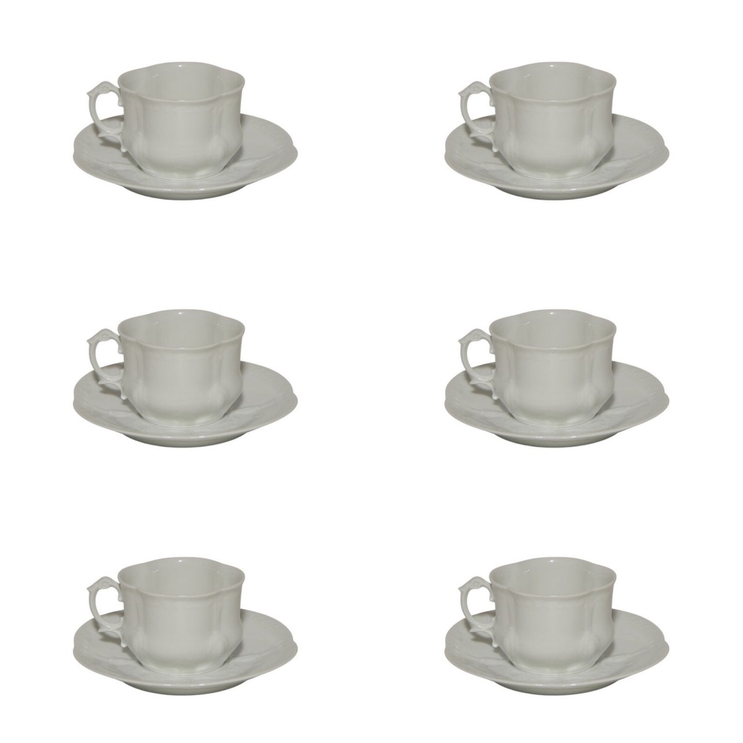 ANTICA PRIMA META' 900 SERVIZIO 6 TAZZE DA TE' PORCELLANA BIANCA LIMOGES GIRAUD