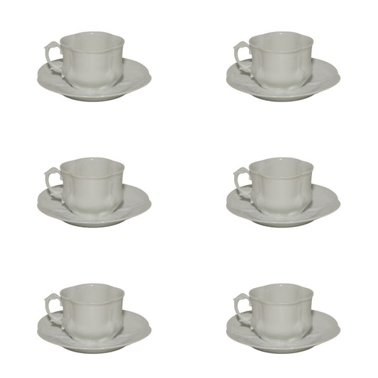 ANTICA PRIMA META' 900 SERVIZIO 6 TAZZE DA TE' PORCELLANA BIANCA LIMOGES GIRAUD