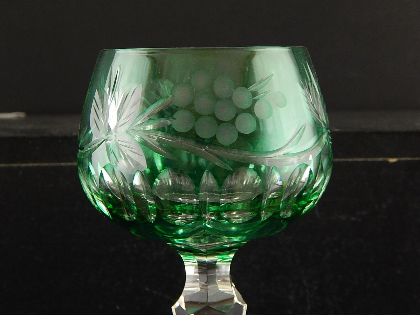 PREZIOSO VINTAGE BICCHIERE CALICE CRISTALLO BOEMIA MOLATO VERDE