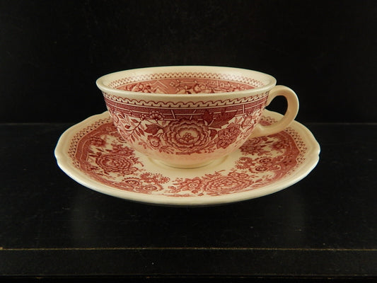 VINTAGE TAZZA DA TE' PORCELLANA VILLEROY&BOCH DECORO BURGENLAND ROSSO